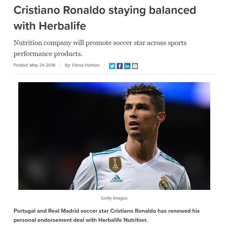 Christiano Ronaldo Endorsed Herbalife Nutrition