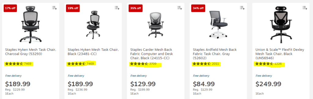 Positive Customer Reviews for Staples Ergonomic Chairs