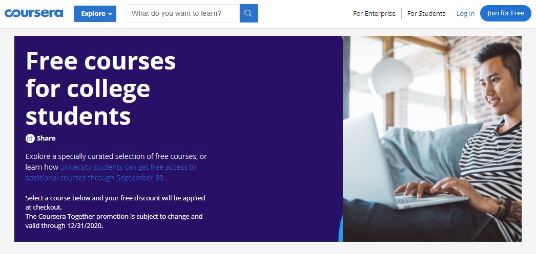 Free Courses on Coursera for College Students