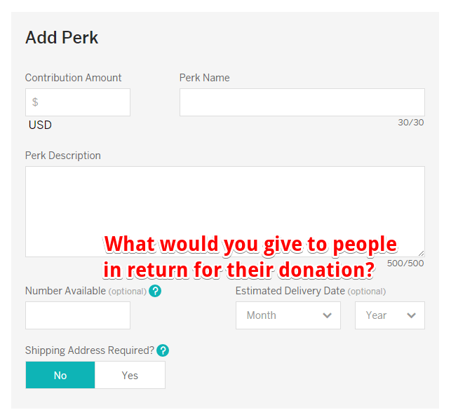 Giving Perks for Campaigns in Indiegogo