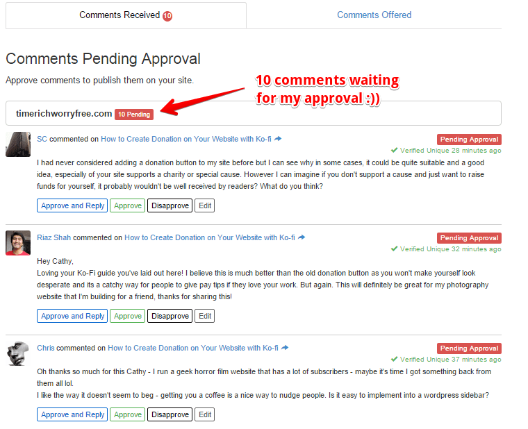 Comment Engagement from SiteComments