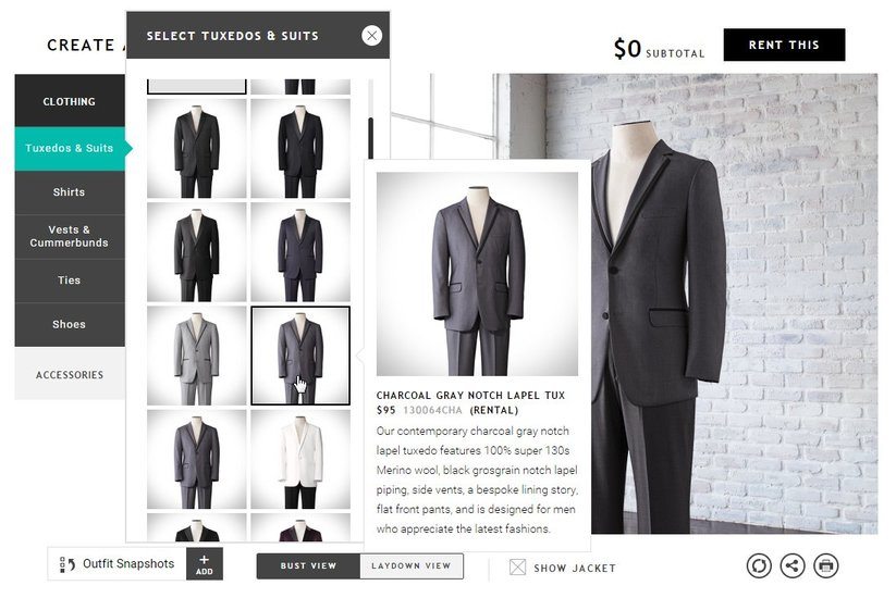 Online Suit Customization by Tux Generation