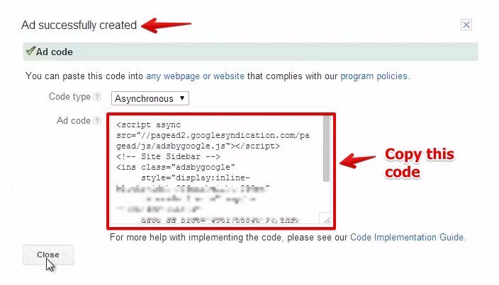 Google Adsense Code