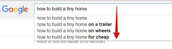 Google Suggest for Tiny Homes