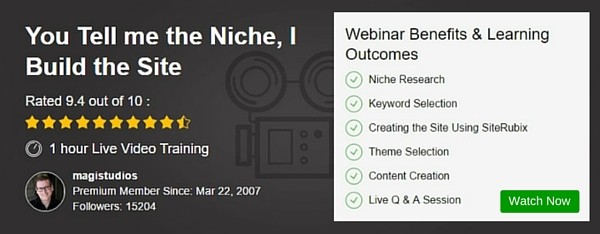 Webinar - You Tell Me The Niche, I Build The Site