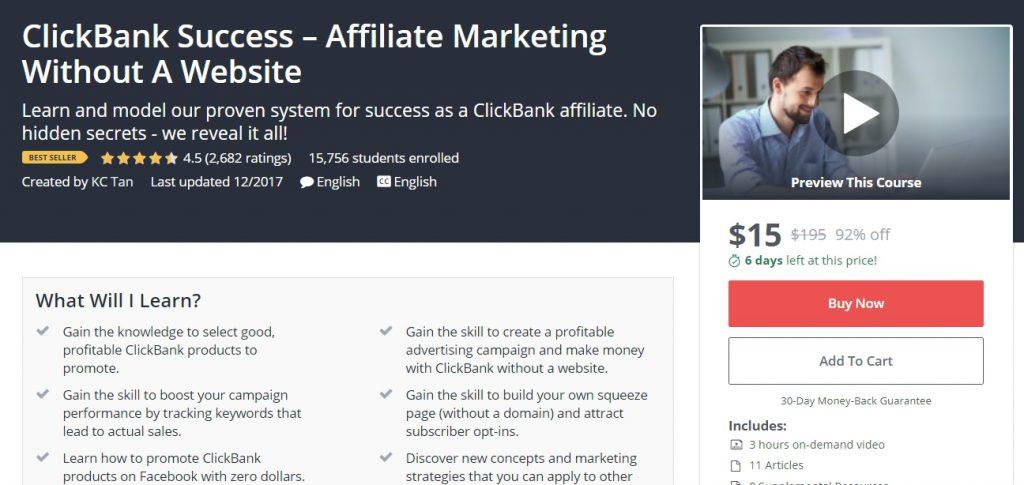 Affiliate Marketing Without a Website - Udemy Course