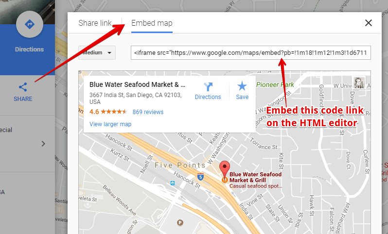 Embed Google Maps Code Link