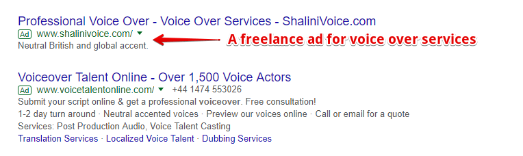 Freelance Ad on Google