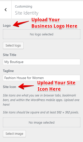 Uploading Site Identity on Storefront