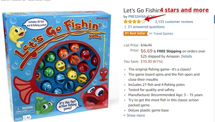 Let's Go Fishing Game by Pressman with 4 Pole & 15 Fish Pre-owned