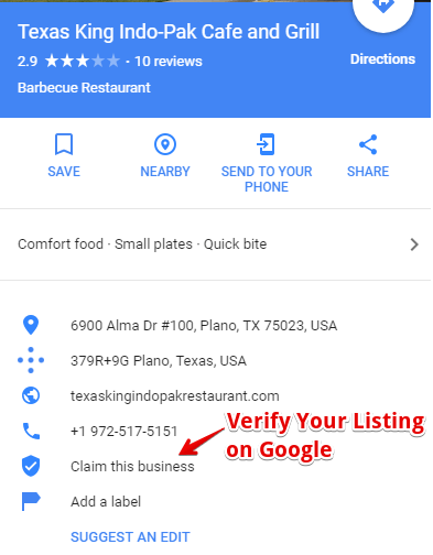 Verify Local Restaurant Listing