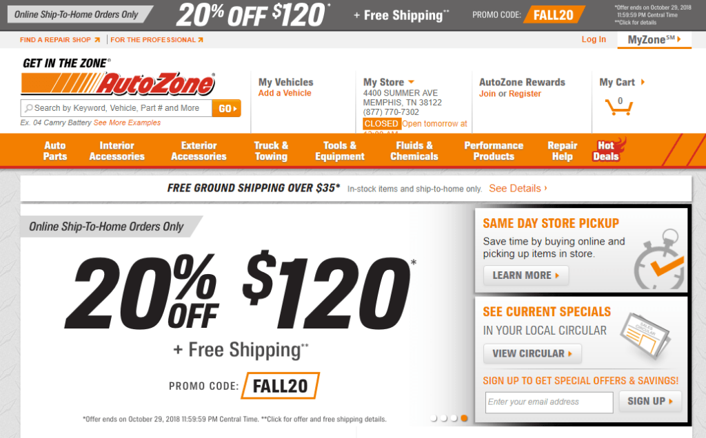 Autozone Homepage