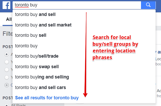 Local Buy Sell Group Search on FB