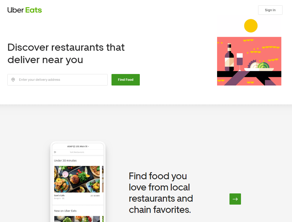 UberEats Homepage