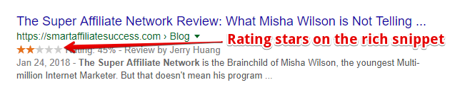 Rating Stars on a Rich Snippet