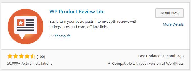 WP Product Review Lite Plugin