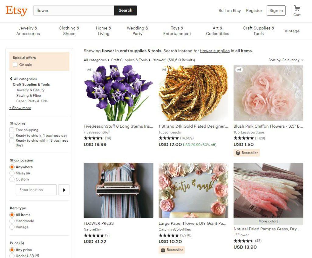 Flower Supplies Sellers on Etsy