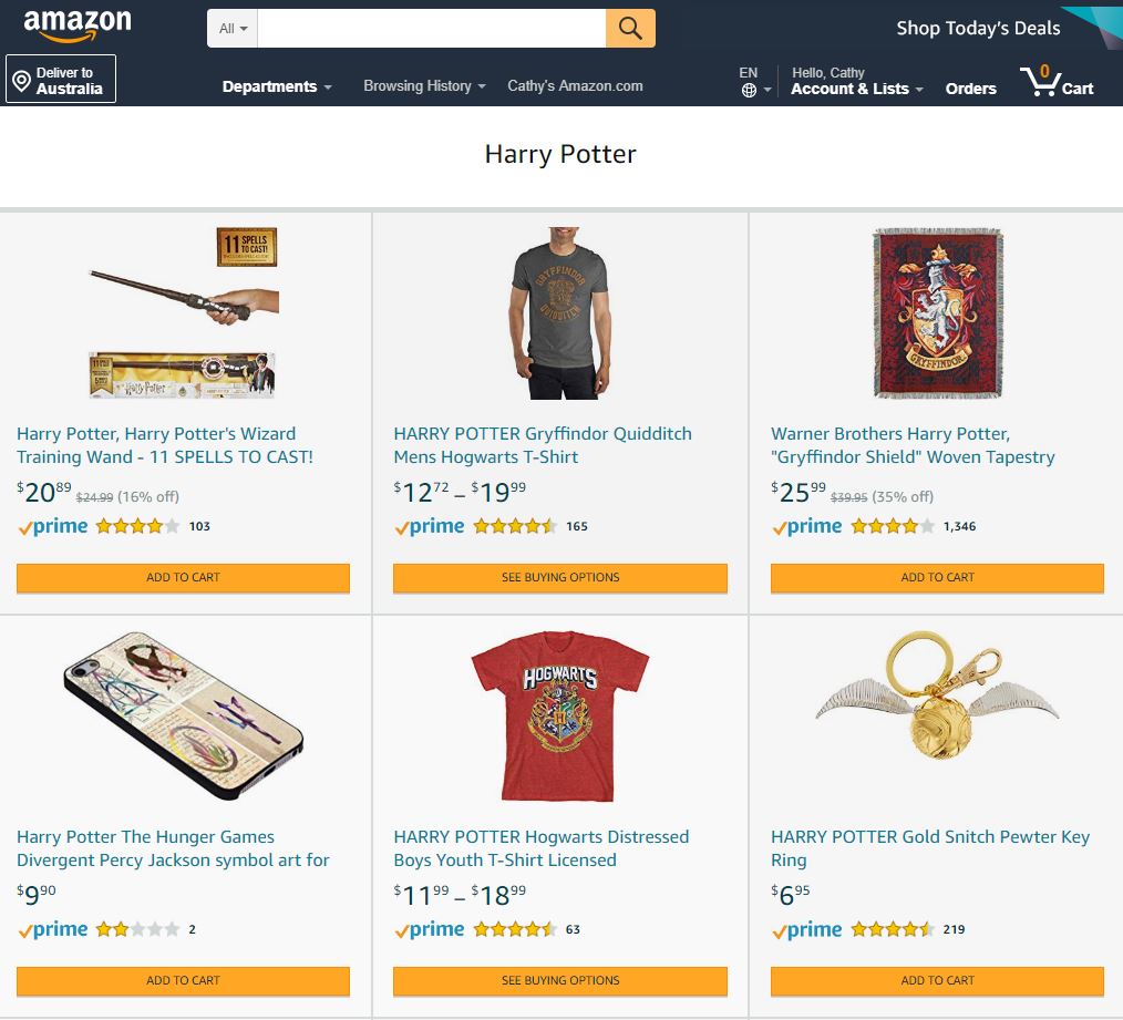 Harry Potter Merchandise on Amazon