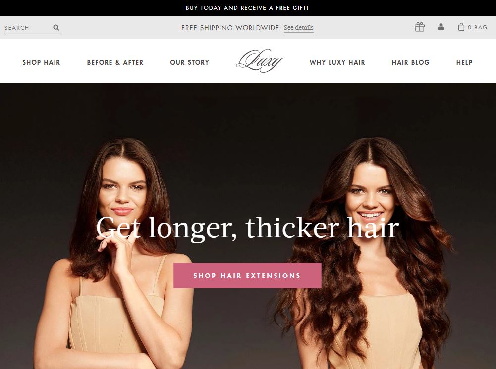 Luxy Hair Homepage